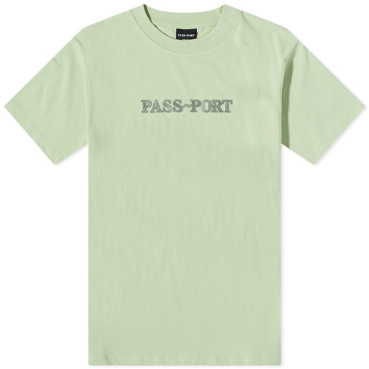 Photo: Pass~Port Men's Official Embroidery T-Shirt in Stonewash Green