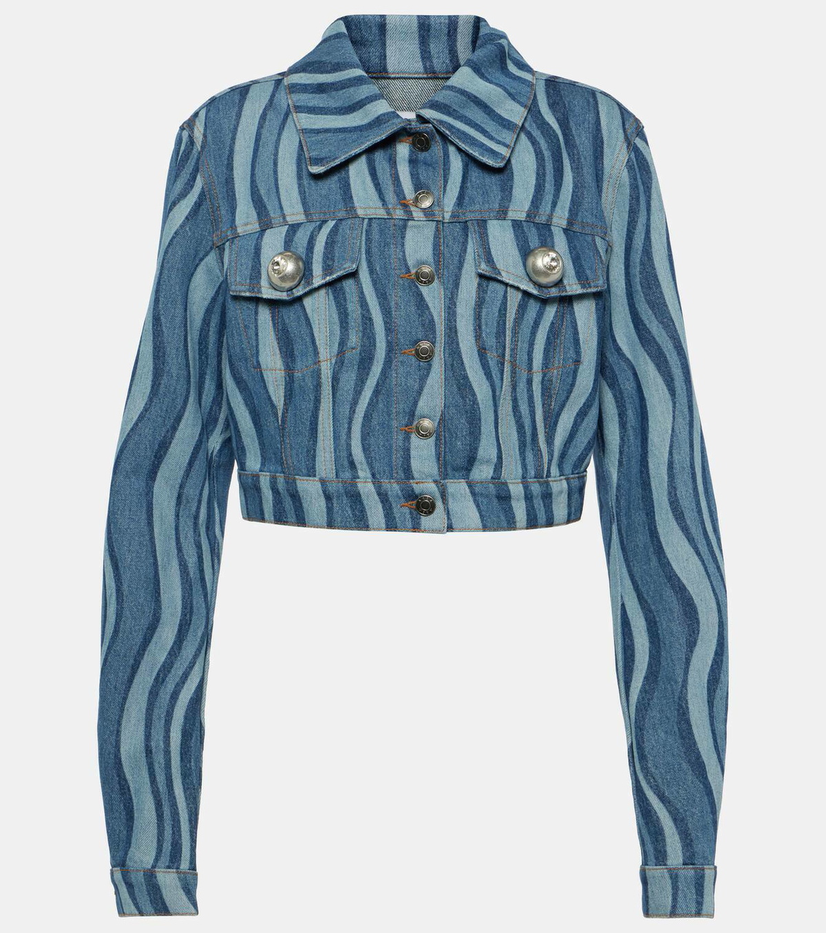 Area Sunray printed cropped denim jacket