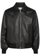 Ami Paris Adc Grained Leather Bomber Jacket Black