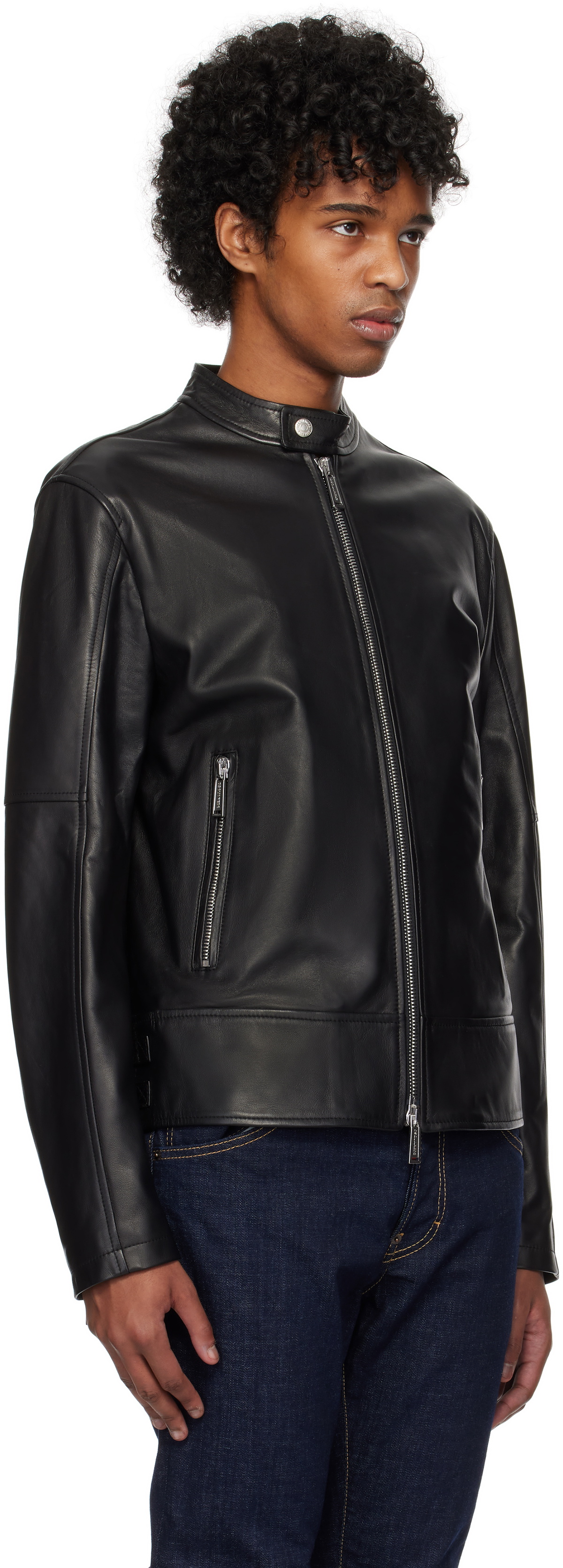 Dsquared2 Black Biker Leather Jacket