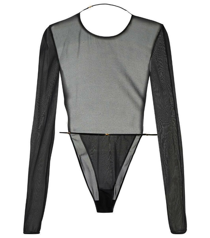 Photo: Saint Laurent Open-back silk-blend georgette bodysuit