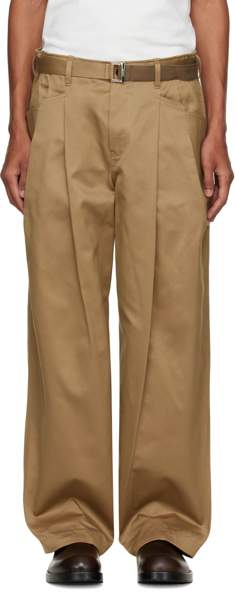 sacai Beige Cotton Chino Trousers