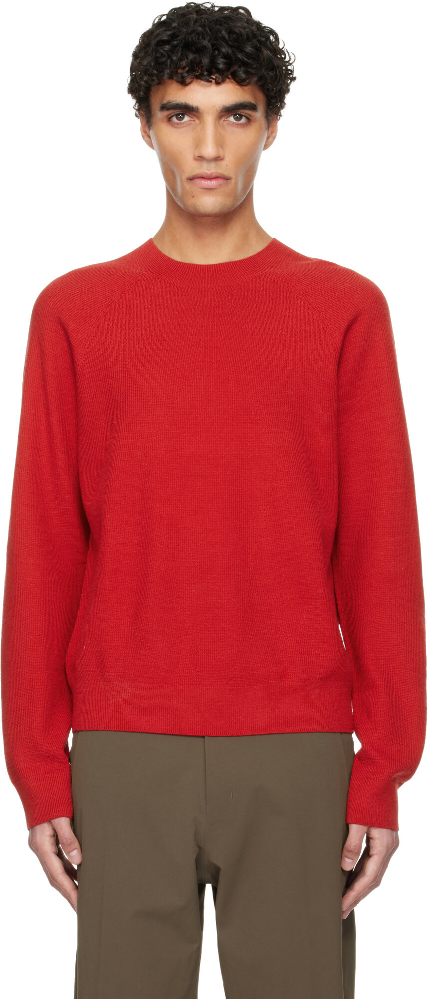 Veilance Red Conic Wool Midlayer Sweater