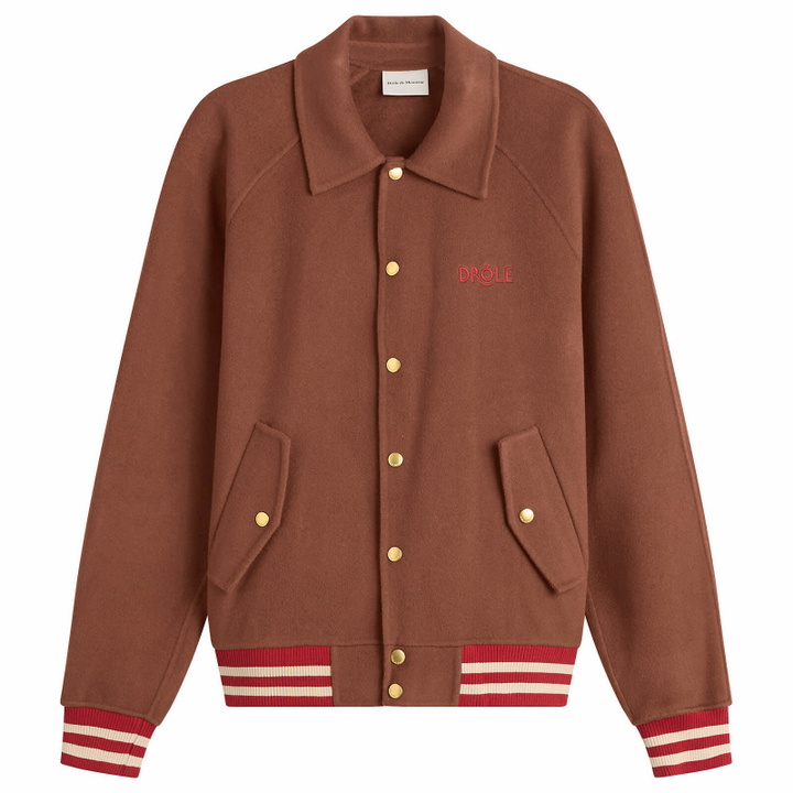 Photo: Drôle de Monsieur Men's Wool Bomber Jacket in Chocolate