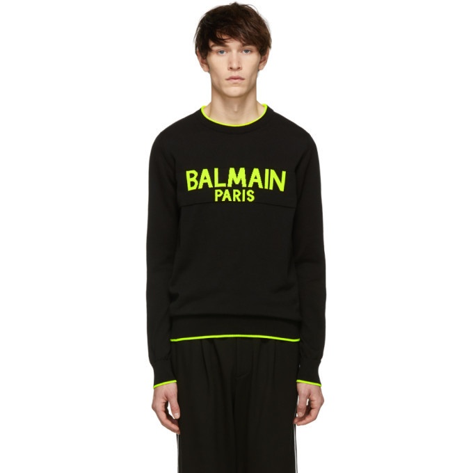 Photo: Balmain Black and Yellow Logo Sweater