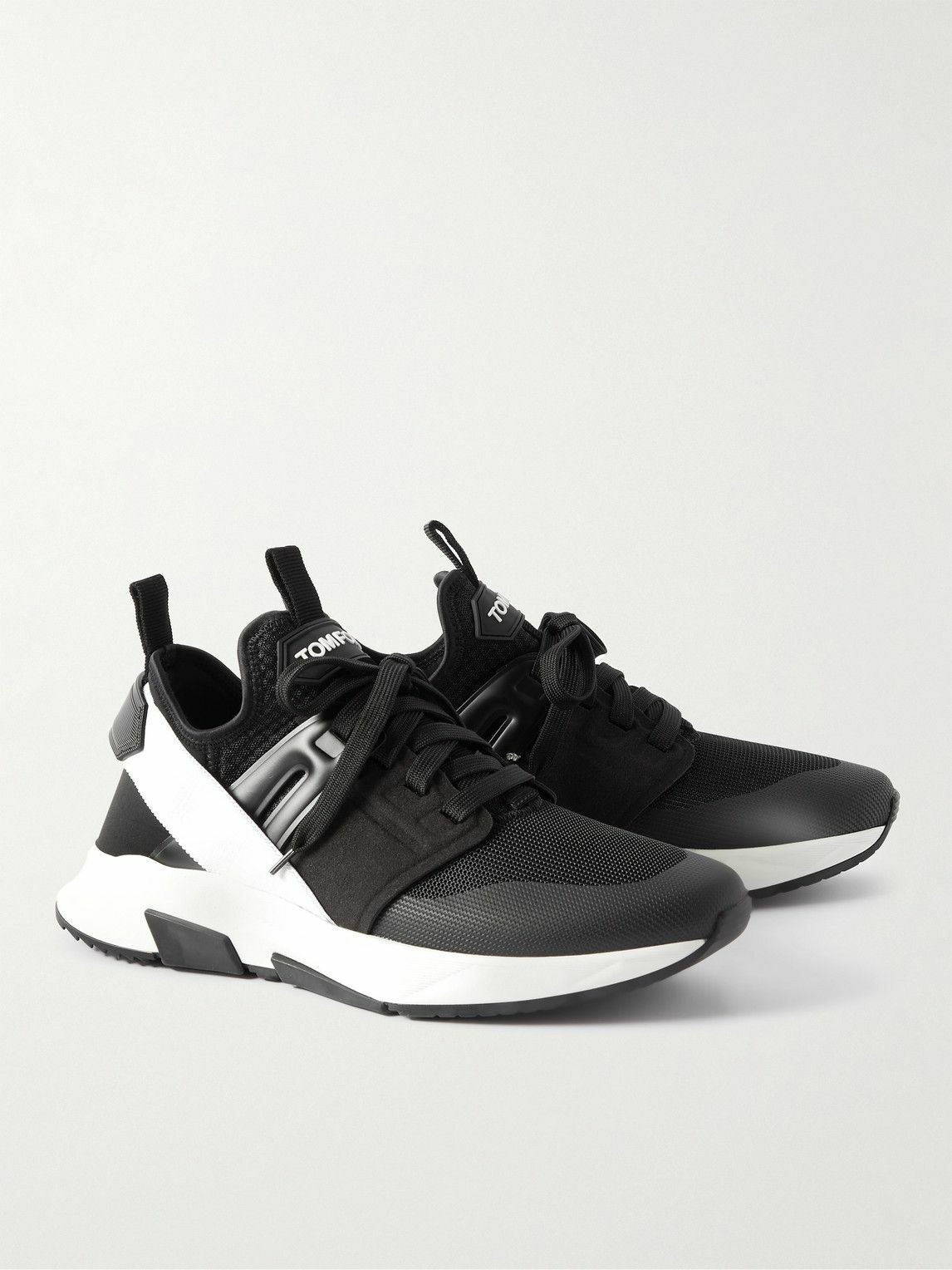 TOM FORD - Jago Neoprene, Suede and Leather Sneakers - Black TOM FORD - Jago Neoprene, Suede and Leather Sneakers - Black
