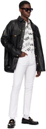 Versace Jeans Couture Black V-Emblem Leather Jacket
