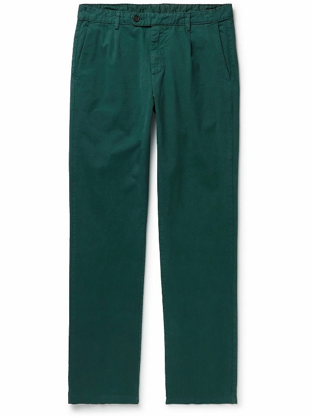 Photo: Massimo Alba - Pleated Stretch Cotton-Blend Trousers - Green