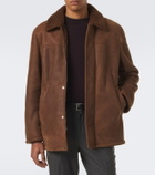 Canali Shearling-trimmed leather jacket