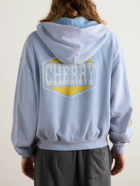 Cherry Los Angeles - Off Road Logo-Print Garment-Dyed Cotton-Jersey Zip-Up Hoodie - Blue