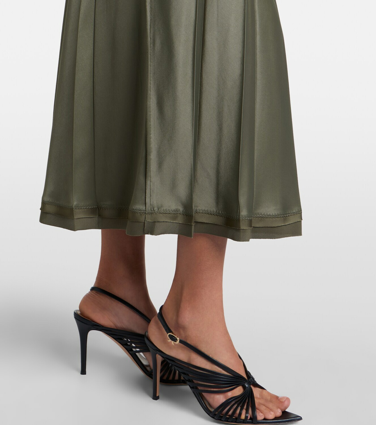 Vince Pleated satin midi skirt