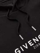 Givenchy - Logo-Print Waffle-Knit Cotton Hoodie - Black