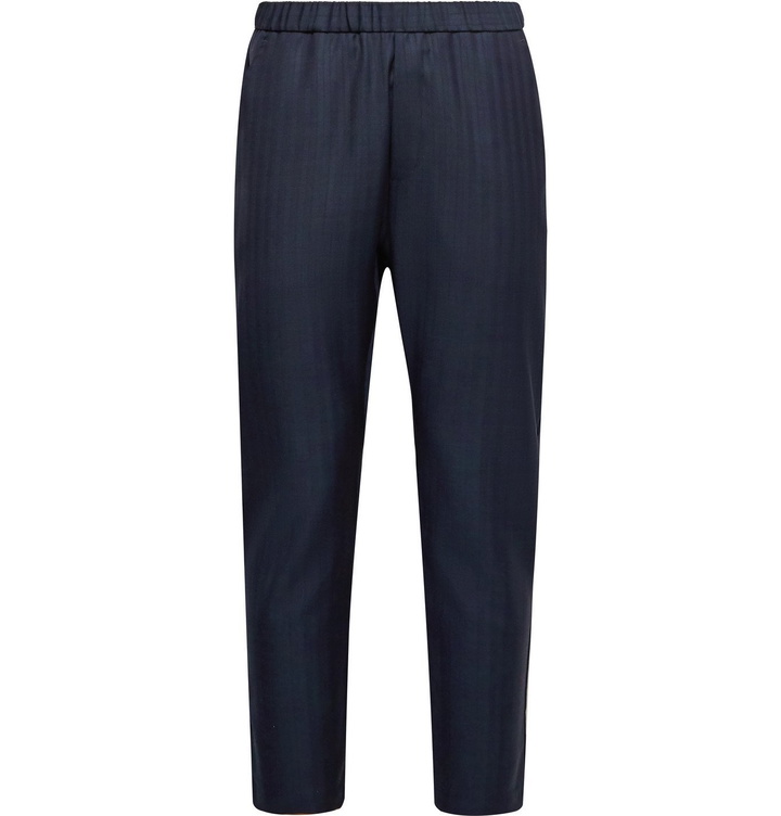 Photo: Barena - Slim-Fit Striped Virgin Wool Trousers - Blue