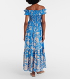 Poupette St Barth Suzanne shirred cotton muslin maxi dress