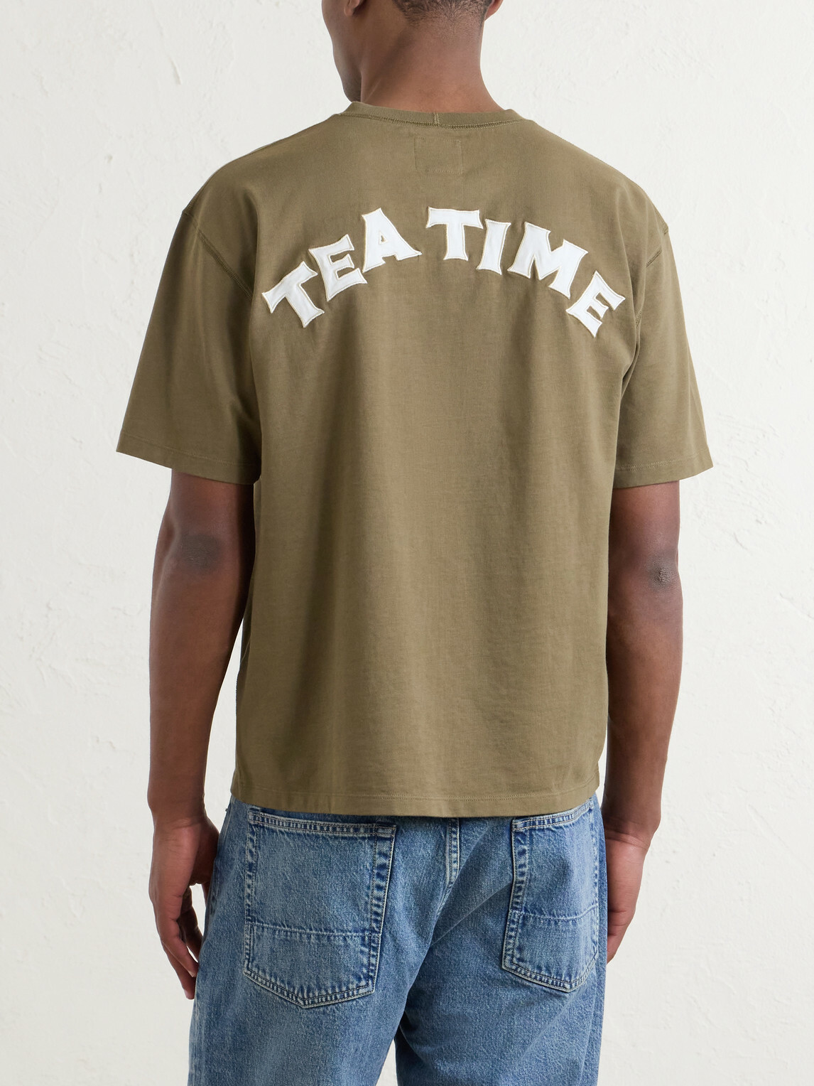 Drake's - Tea Time Embroidered Cotton-Jersey T-Shirt - Green