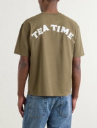 Drake's - Tea Time Embroidered Cotton-Jersey T-Shirt - Green