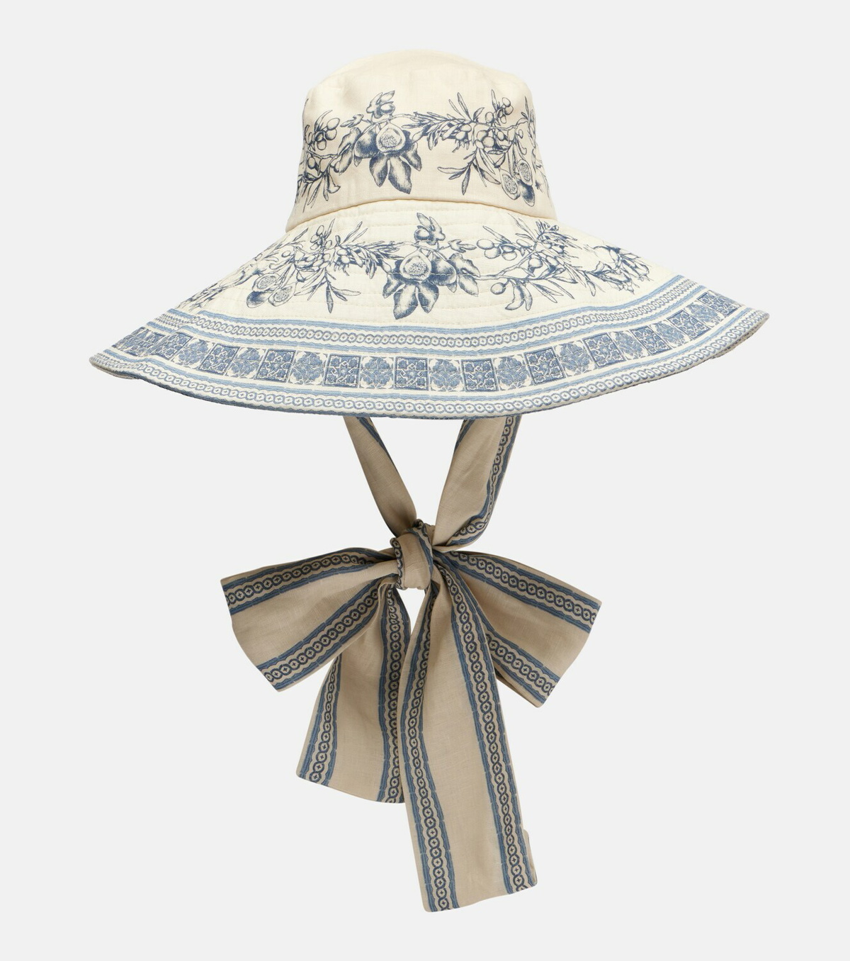 Alémais Villa Romantica printed linen sun hat