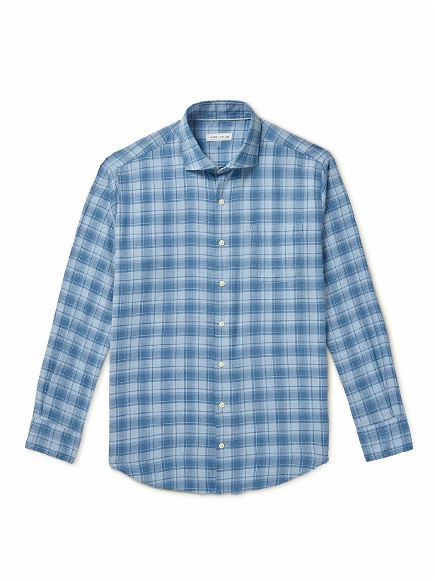 Photo: Peter Millar - Fillmore Spread-Collar Checked Cotton-Twill Shirt - Blue