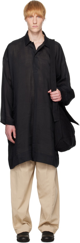 Photo: Jan-Jan Van Essche Black O-Project Fine Cavalry Twill Tunic#39 Shirt