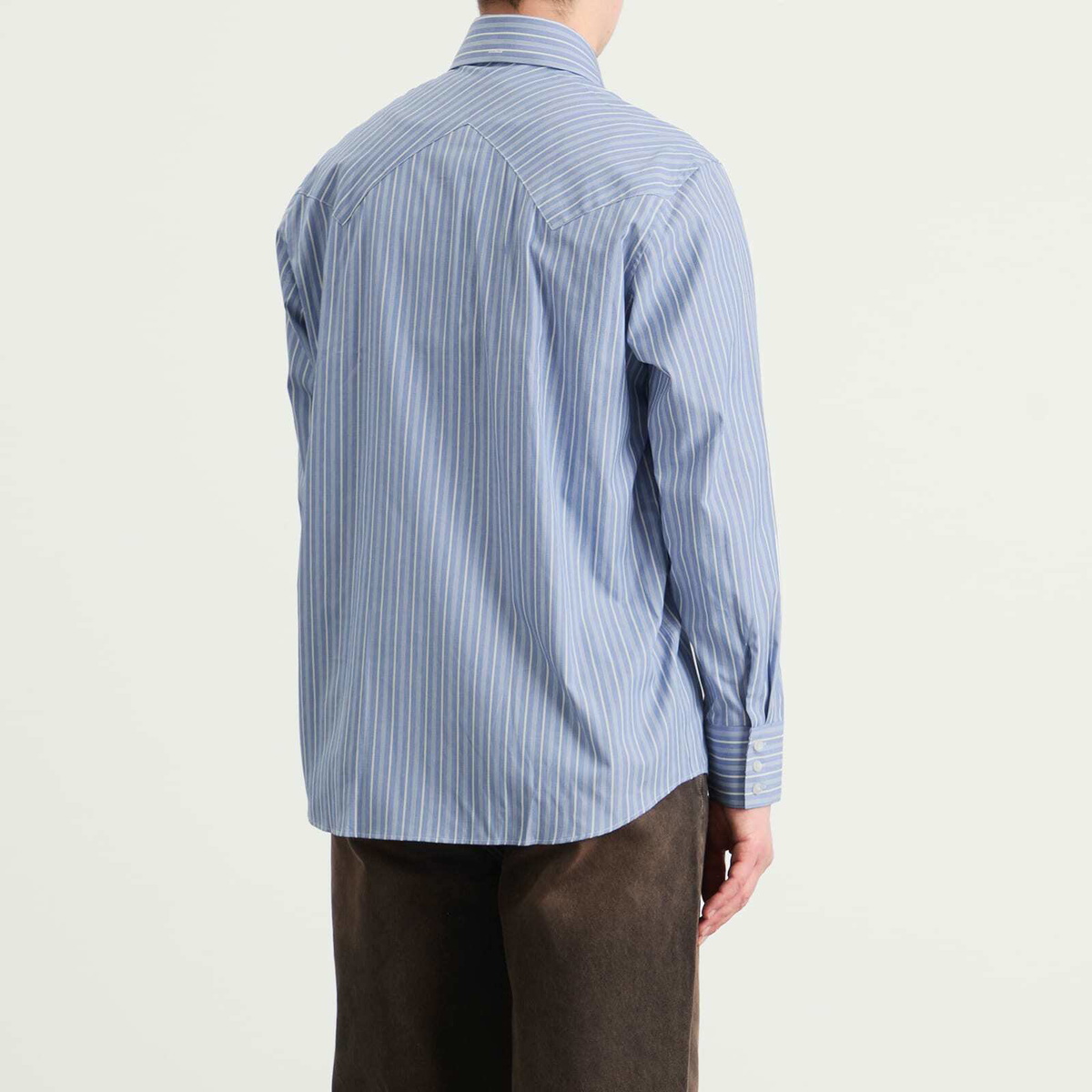 Carter Young Men's Western Business Shirt in Blue Static Stripe