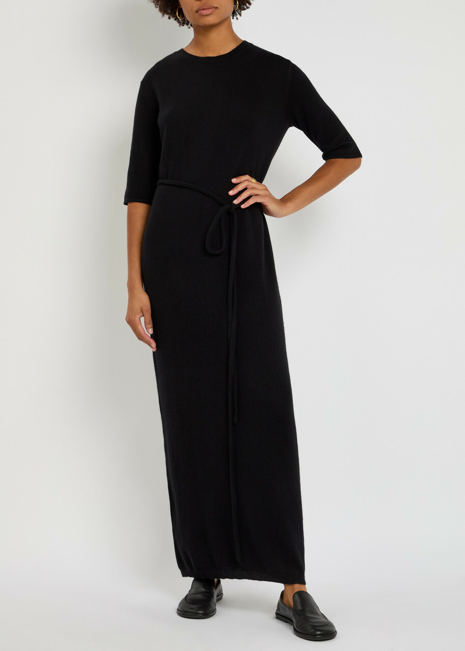Lisa Yang Tilde Belted Cashmere Maxi Dress Black