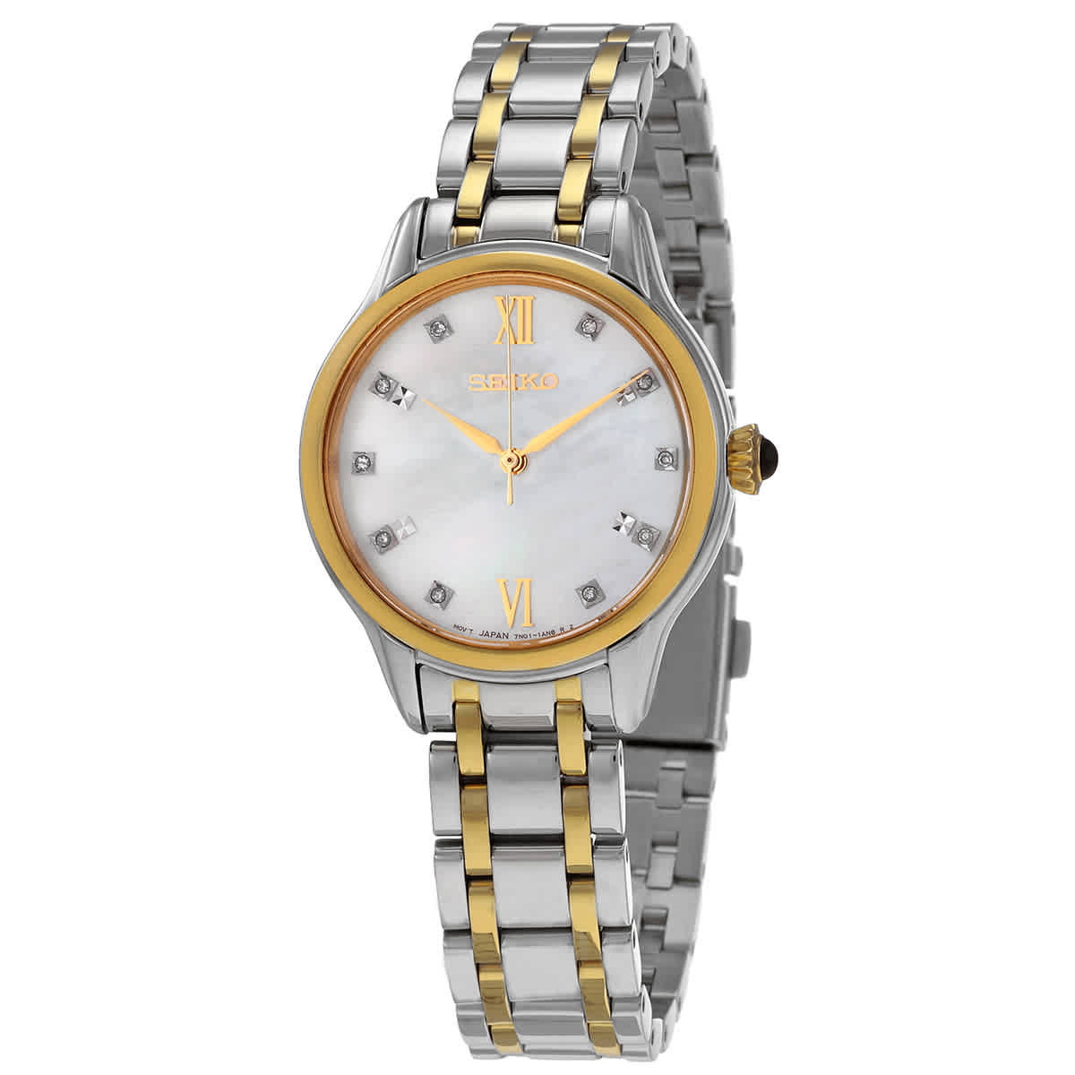【SEIKO】Quartz Diamond Mother of Pearl Dial Ladies Watch Seiko Ladies Green Mother-of-Pearl Diamond Dial Watch, 30MM