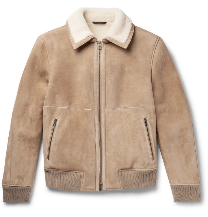 Photo: Loro Piana - Cashmere-Trimmed Shearling Bomber Jacket - Brown