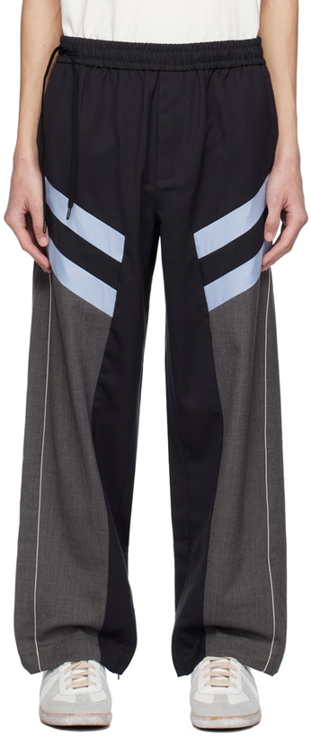 Photo: A PERSONAL NOTE 73 Navy Paneled Track Pants