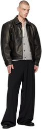 AMOMENTO Black Padded Faux-Leather Jacket