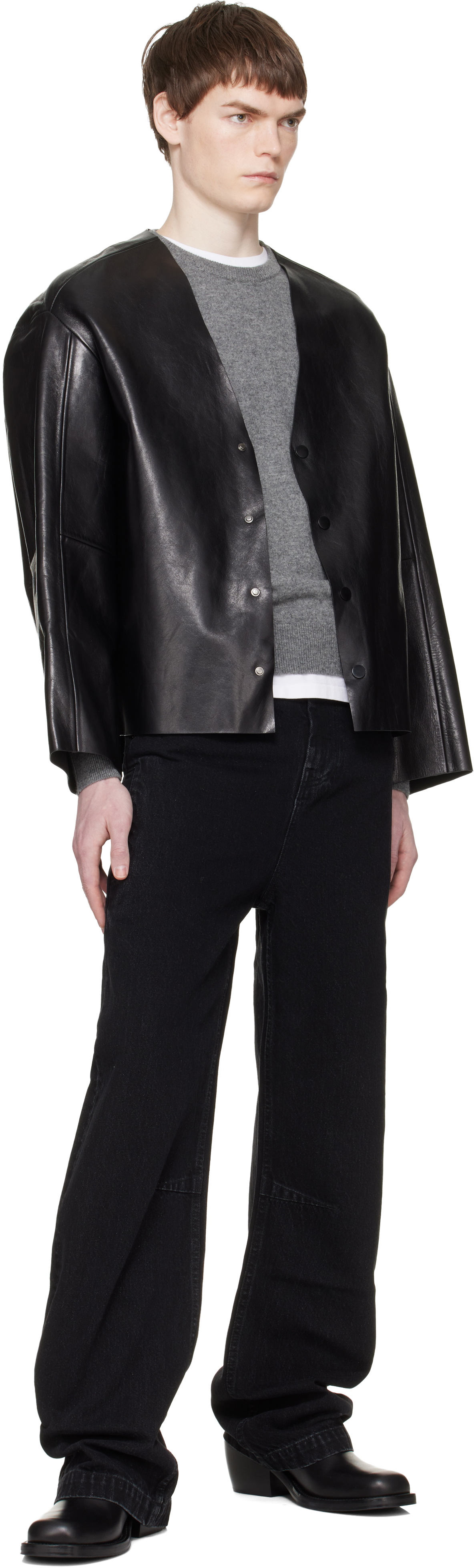 Entire Studios Black Minimal Leather Jacket