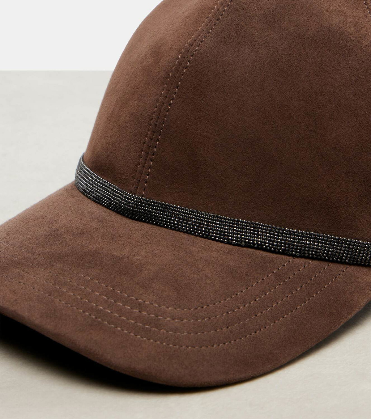 Brunello Cucinelli Monili suede baseball cap