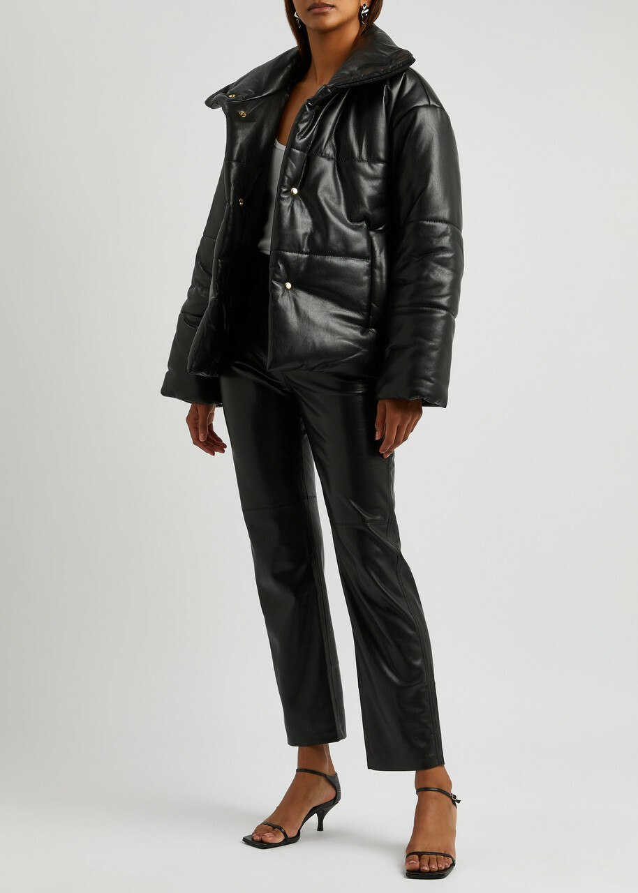 Nanushka Hide Quilted Faux Leather Jacket Black