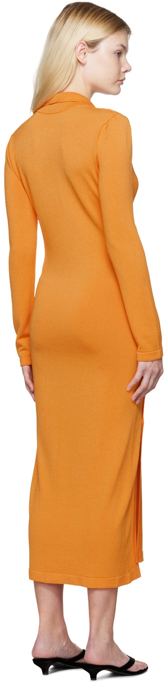 Olēnich Orange Gathered Midi Dress
