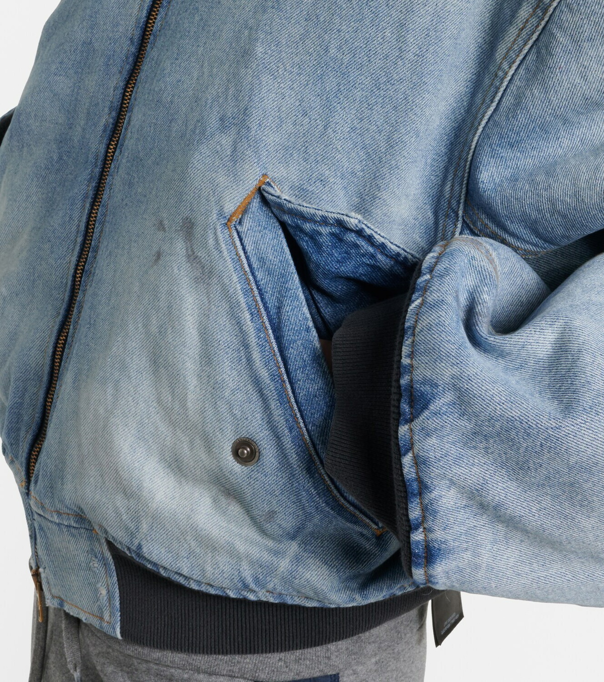 Balenciaga Cropped denim bomber jacket