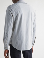 Boglioli - Grandad-Collar Striped Cotton-Blend Shirt - Blue