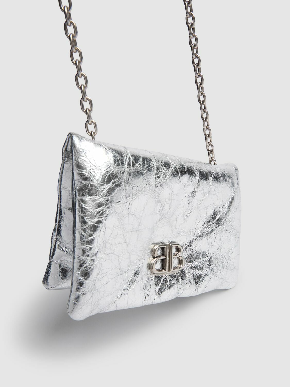 BALENCIAGA Nano Monaco Metallized Leather Bag Balenciaga