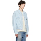 Versace Blue Chambray Denim Bomber Jacket