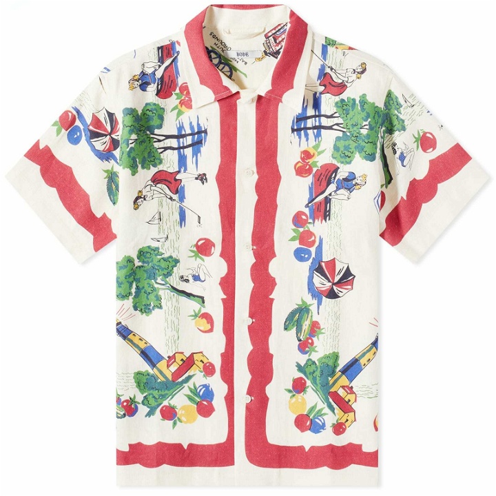 Photo: Bode Men's Garden State Vacation Shirt in Red Multi