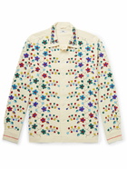 BODE - Trailing Blossom Bead-Embellished Linen and Cotton-Blend Shirt - Neutrals