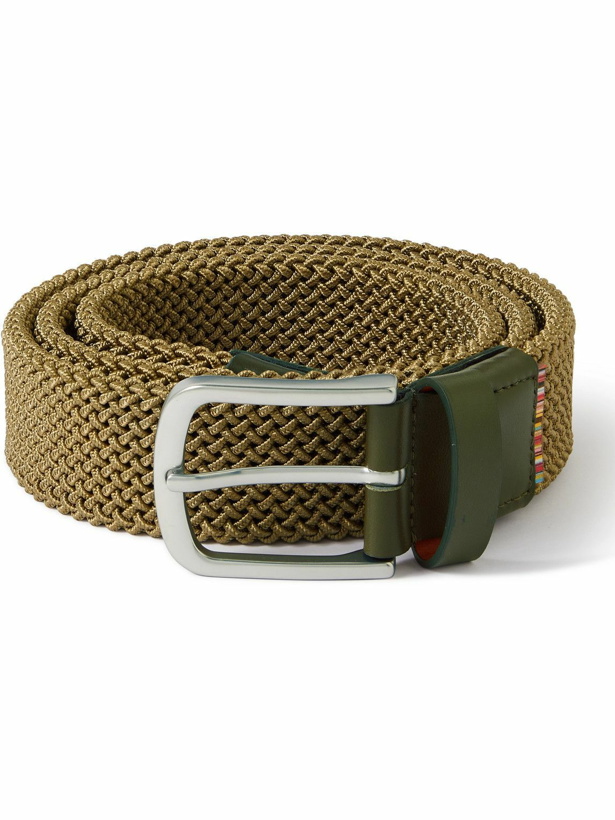 Photo: Paul Smith - 3.5cm Leather-Trimmed Woven Belt - Green