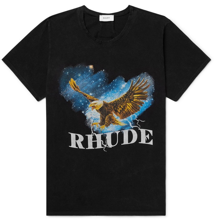 Photo: Rhude - Logo-Print Cotton-Jersey T-Shirt - Black