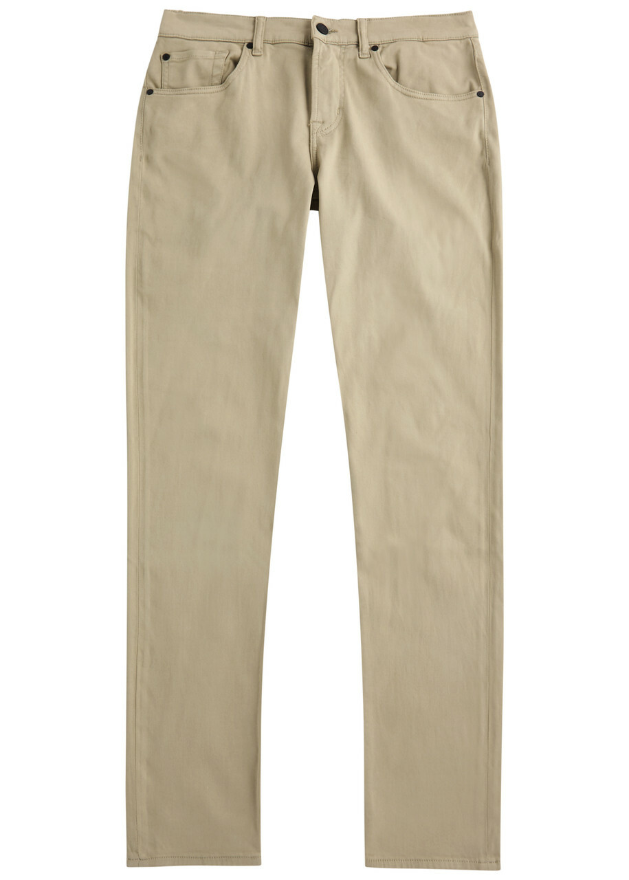 7 For All Mankind Slimmy Tapered Luxe Performance+ Stretch-cotton Chinos Beige