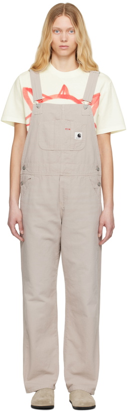 Photo: Carhartt Work In Progress Beige Bib Straight Overalls