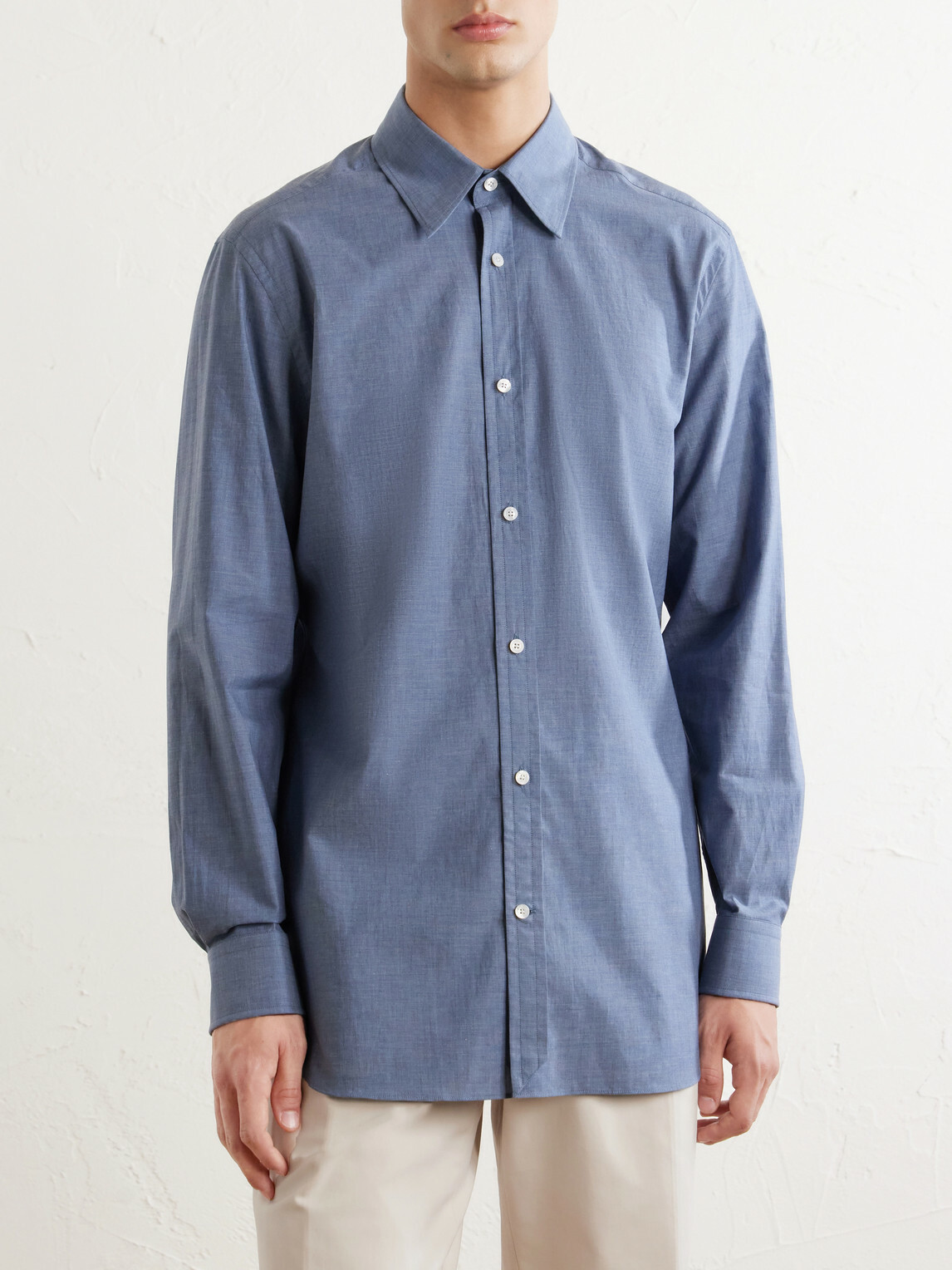 Dunhill - Cotton-Chambray Shirt - Blue