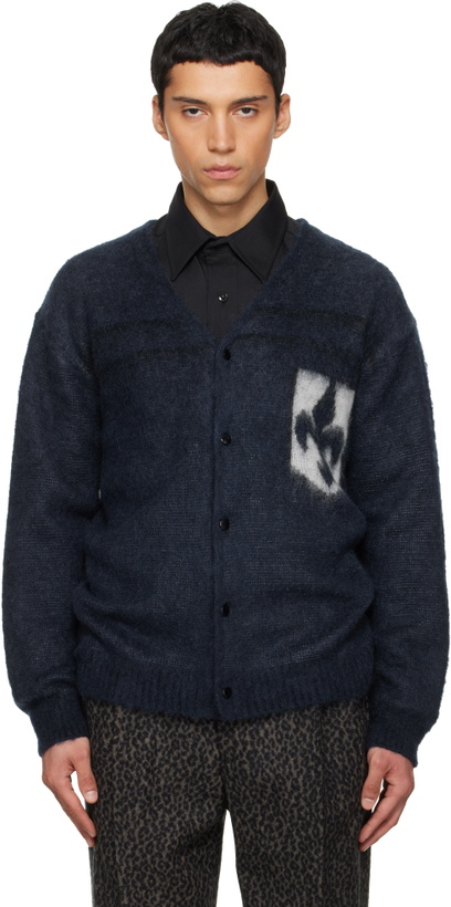 Photo: NEEDLES Navy Mohair Emblem Cardigan