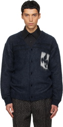 NEEDLES Navy Mohair Emblem Cardigan