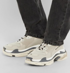 Balenciaga - Triple S Mesh, Nubuck and Leather Sneakers - Men - Gray