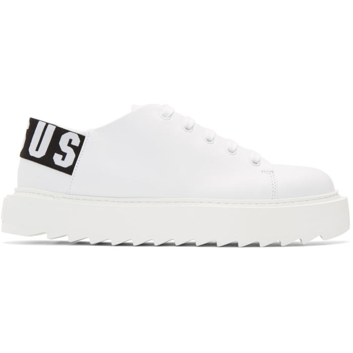 Photo: Versus White Logo Platform Sneakers