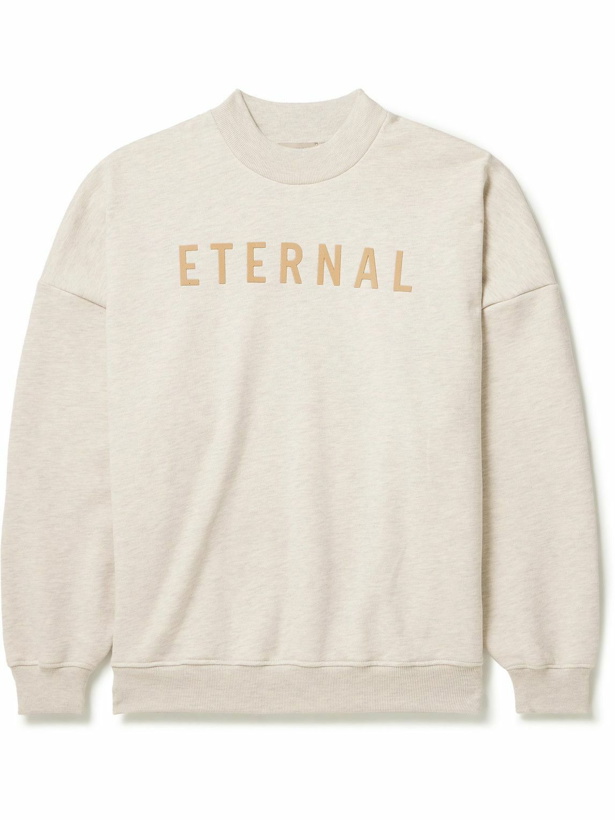 Photo: Fear of God - Eternal Logo-Flocked Cotton-Jersey Sweatshirt - Neutrals