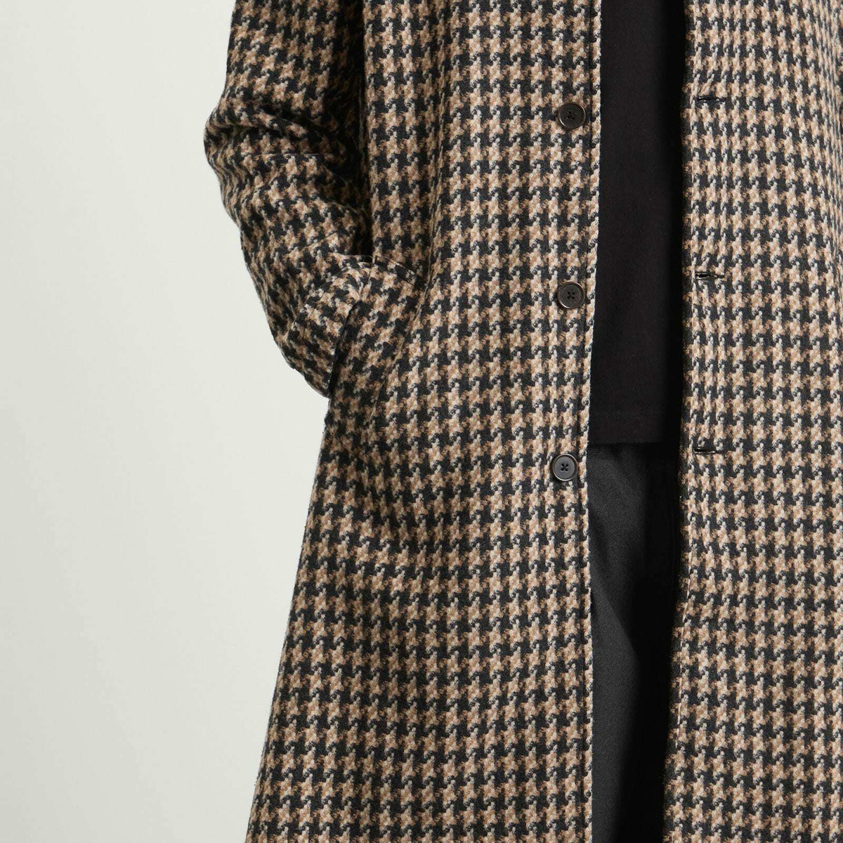 Universal Works Men's Cortina Tweed Long Swing Coat in Sand